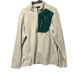 Eddie Bauer Pullover Cloud Fleece Quarter Zip Men's XLarge Grey/Green NWOT